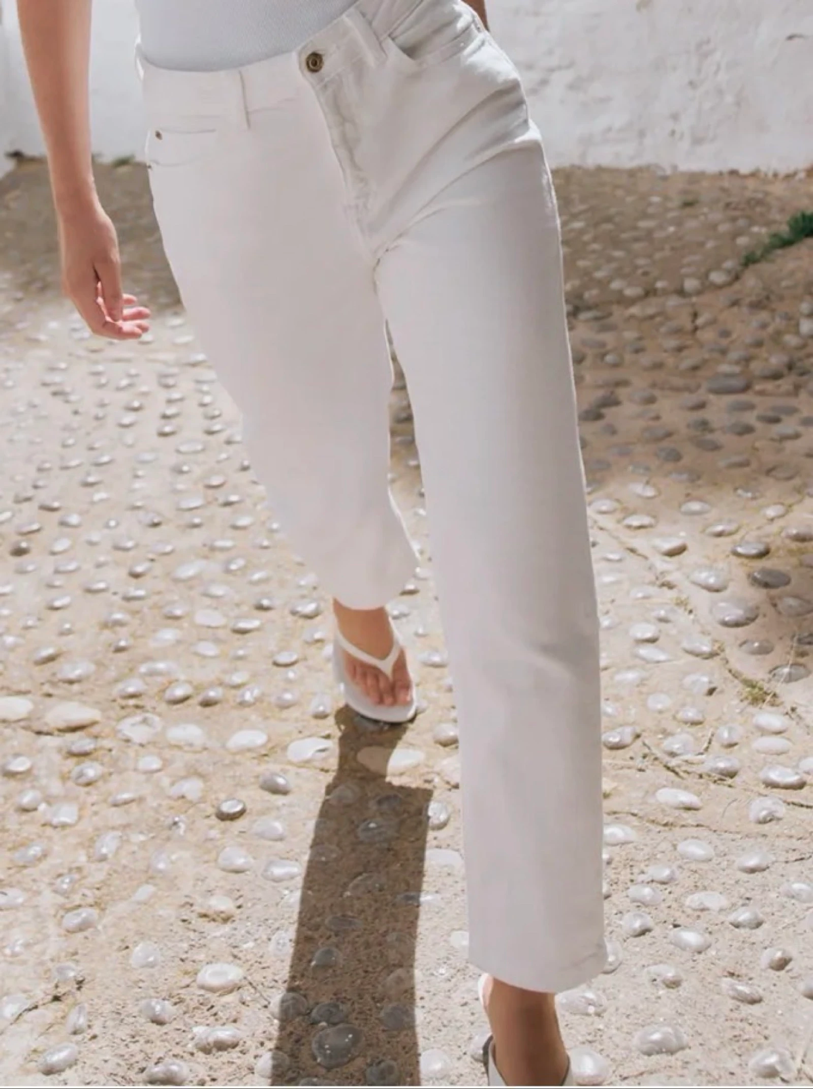 ZARA Calça branca reta cropped Tamanho 40 Nova com etiquetas – photo 2